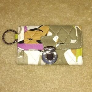 Vera Bradley Quilted Wallet with Key Ring - Olive and Pink